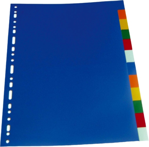 Separatoare plastic color, A4, 120 microni, 10 culori/set, Optima